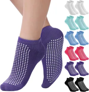 12 Pairs Double Sided Hospital Socks with Grips Fall Prevention Non Slip Yoga Pilates ankle Socks Unisex