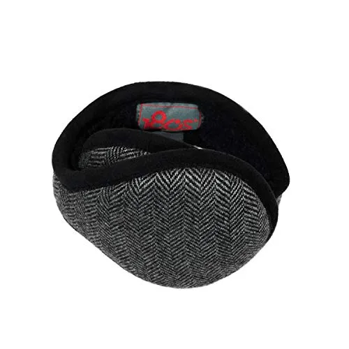 180s Men's American Wool Behind the Head Ear Warmer (Gray/Black Herringbone)