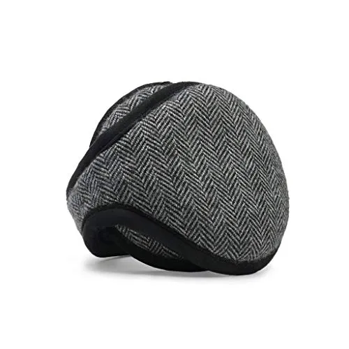 180s Men's American Wool Behind the Head Ear Warmer (Gray/Black Herringbone)
