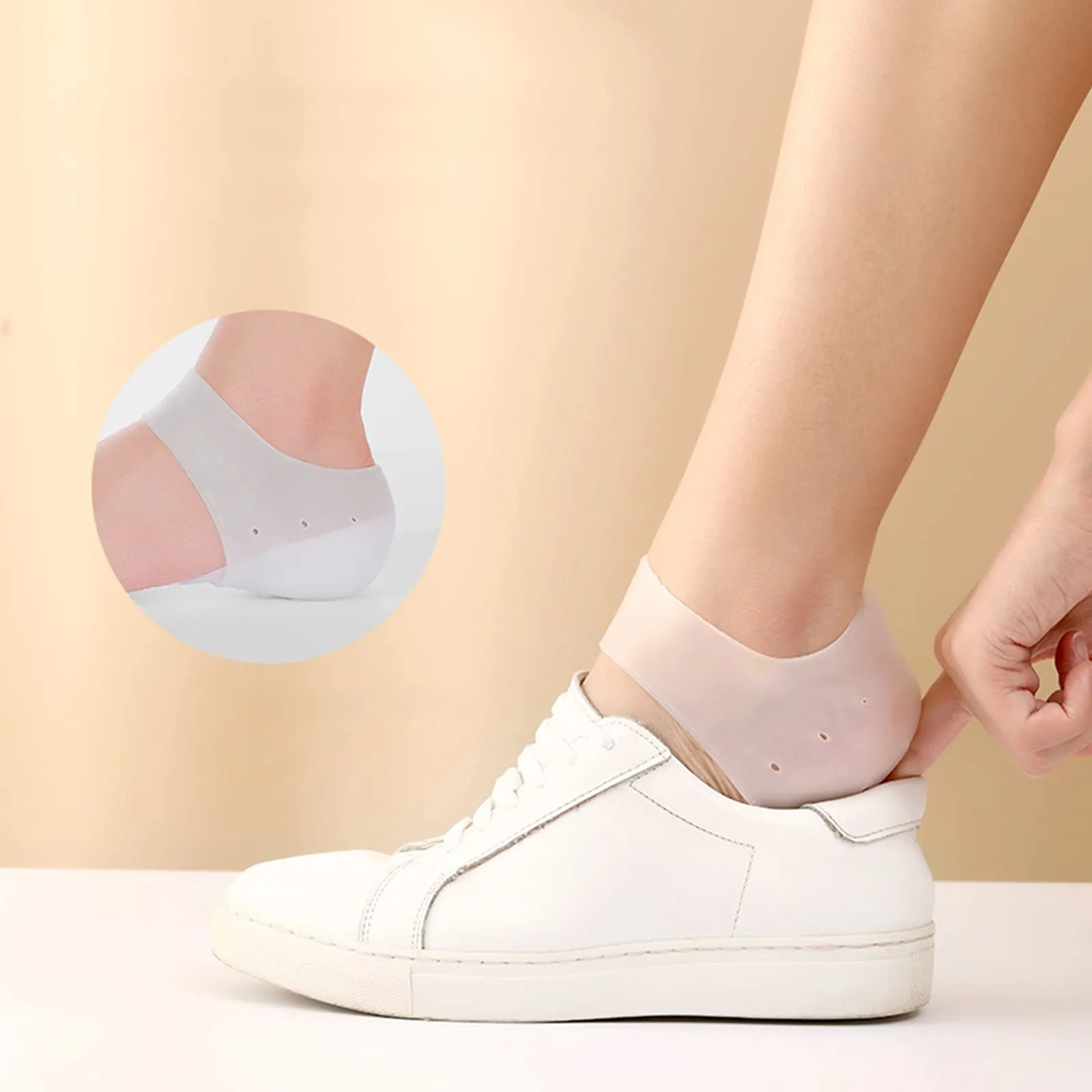 2 Pairs Heel Pads Silicone Gel Heel Protection Heel Gel Pads Heel Socks for Heel Spurs Plantar Fasciitis, Very Suitable for Heel Pain, Dry Cracked Heel for Women Men