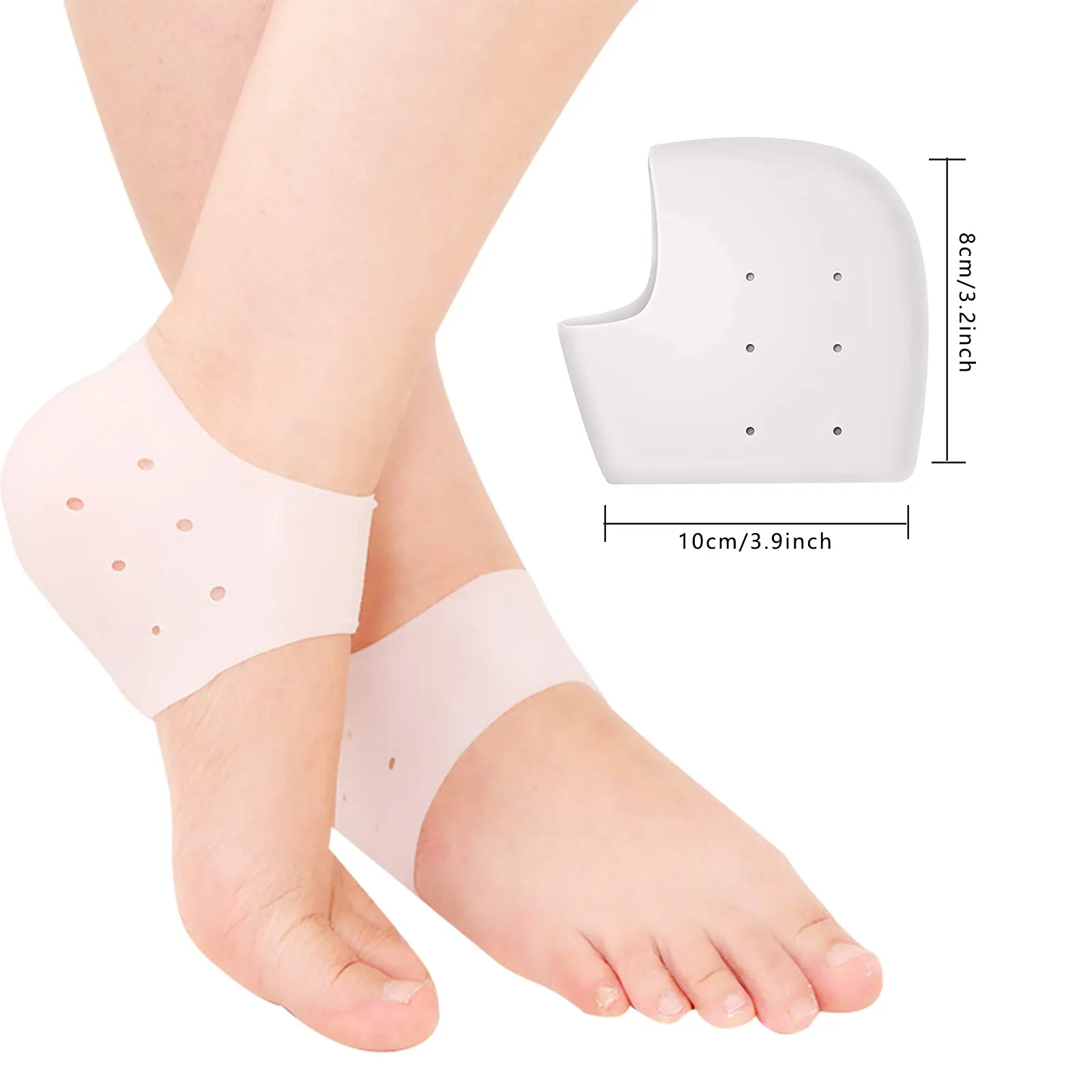 2 Pairs Heel Pads Silicone Gel Heel Protection Heel Gel Pads Heel Socks for Heel Spurs Plantar Fasciitis, Very Suitable for Heel Pain, Dry Cracked Heel for Women Men