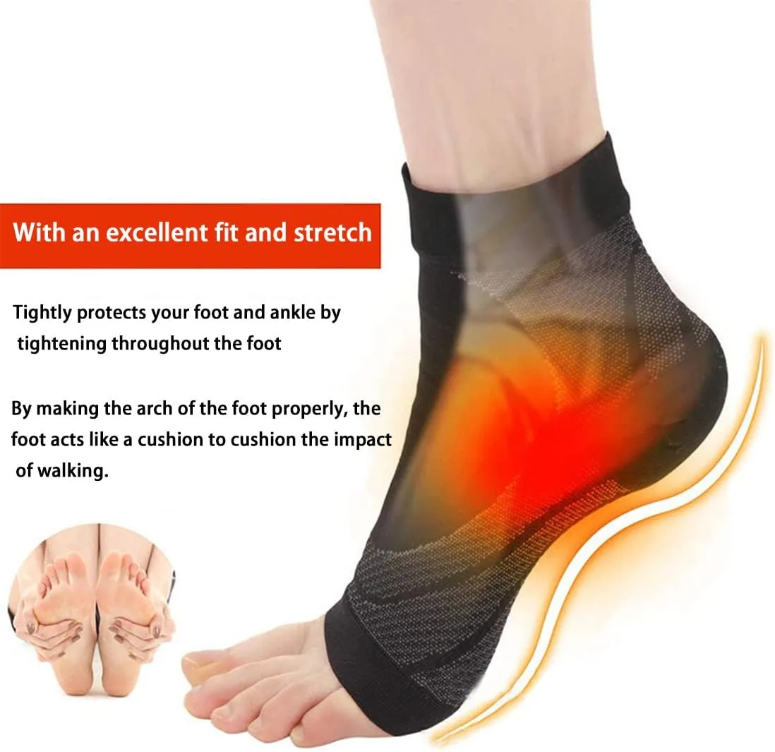 3 Pairs Ankle Brace Level 2 Compression Open Toe Sport Sleeve Socks,Arch Support,Relieves Foot Achilles Joint Pain.