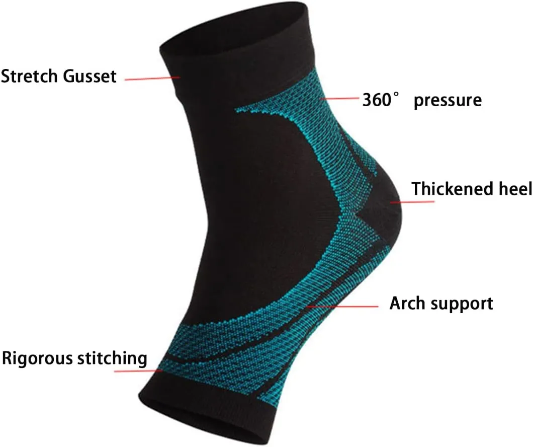 3 Pairs Ankle Brace Level 2 Compression Open Toe Sport Sleeve Socks,Arch Support,Relieves Foot Achilles Joint Pain.