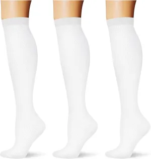 (3 pairs) Compression Socks 20-30 mmHg Long Knee High Socks for Women Men Support Athletic Travel Daily Wear