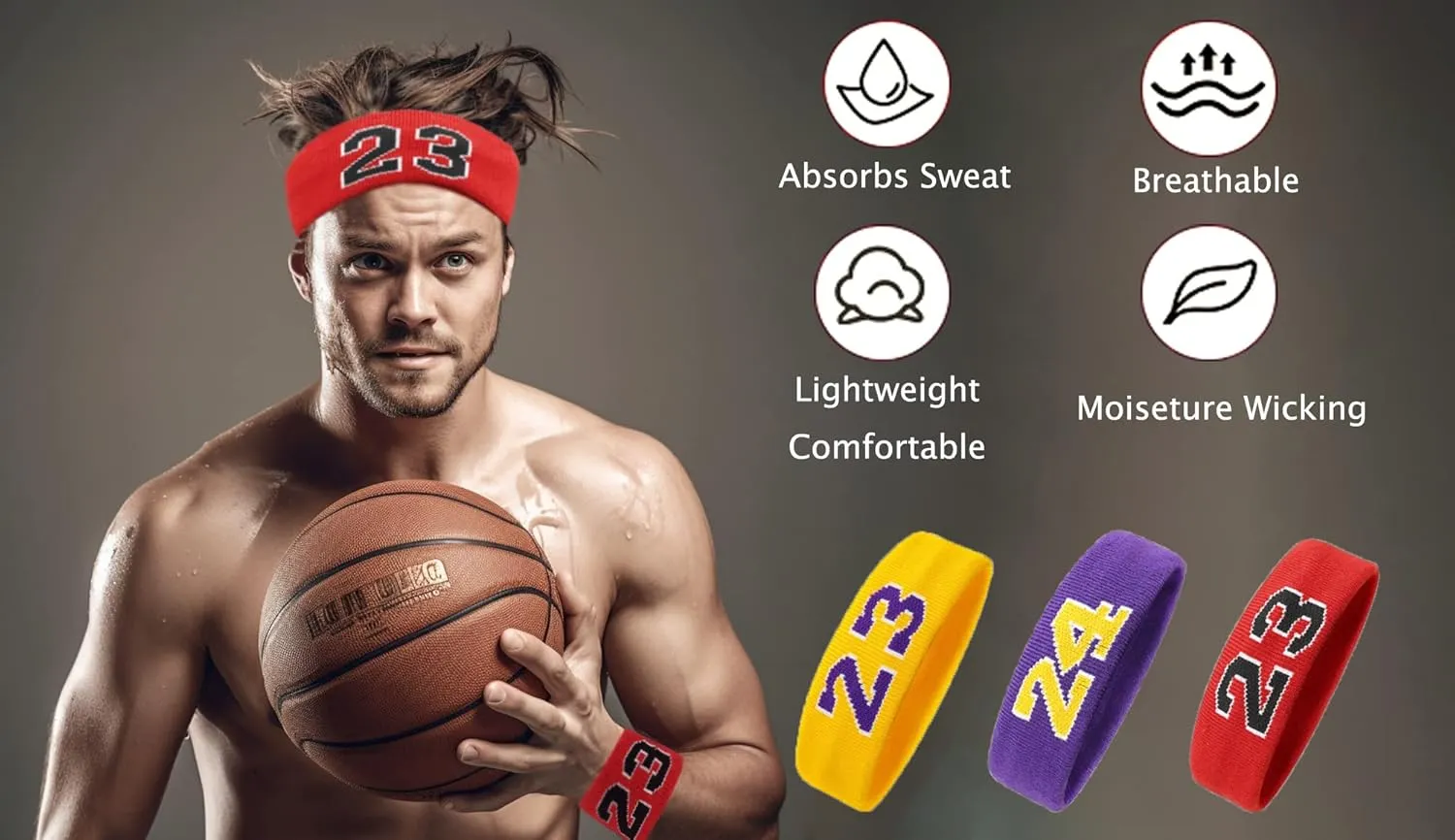 Basketball Wristbands Sweatbands Kit Sweat Bands Sweat Absorbing Head Band for Party Accessories