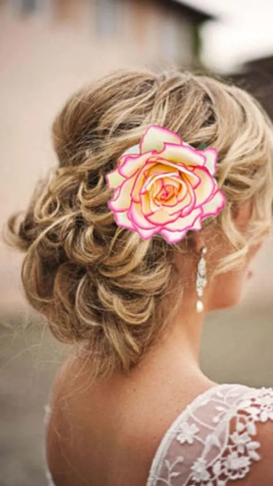 Beautiful Rose Flower Hair Clip Pin up Flower Brooch for Party Travel Festivals