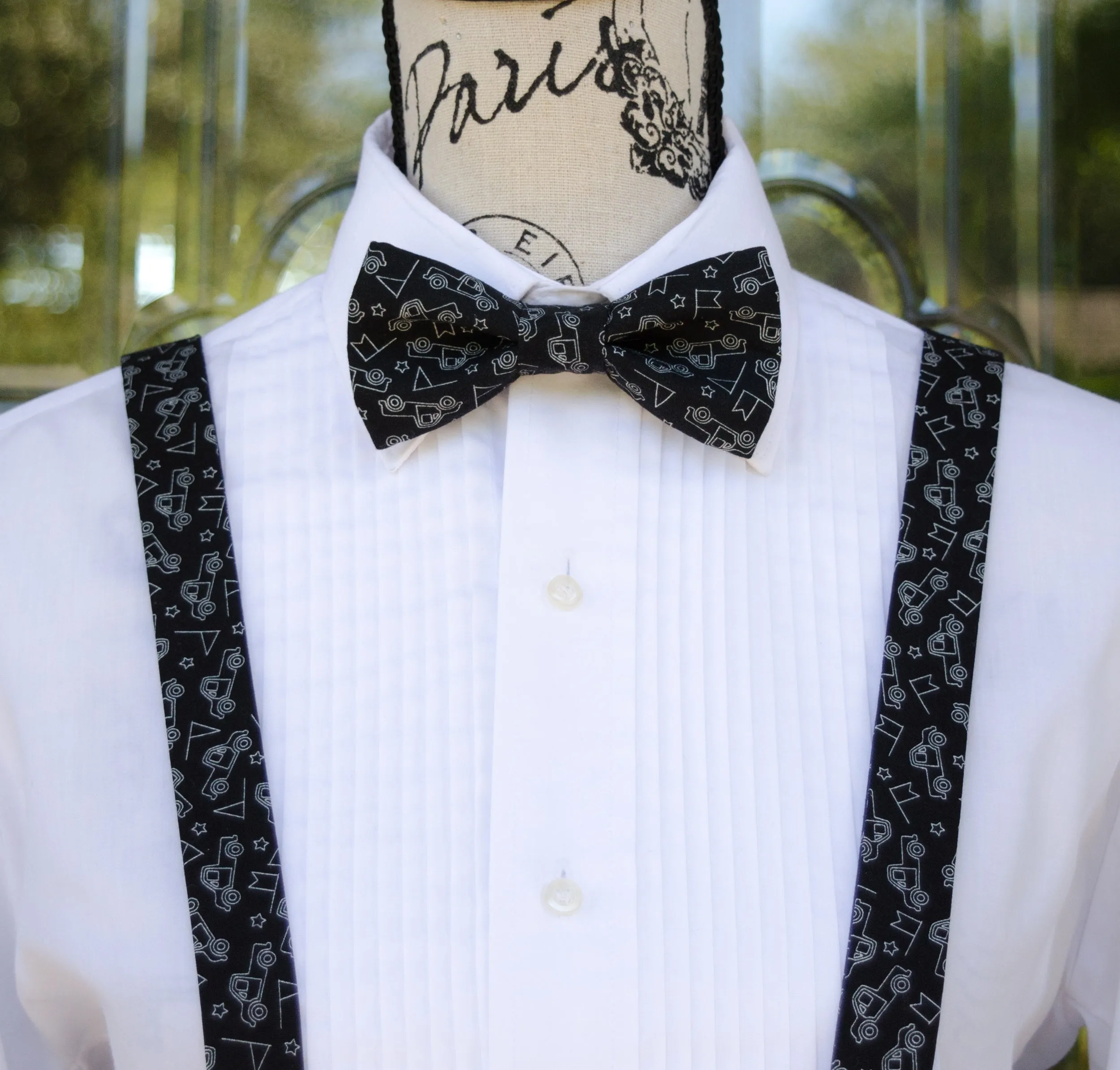 Black Retro Trucks Bow Tie and/or Suspenders