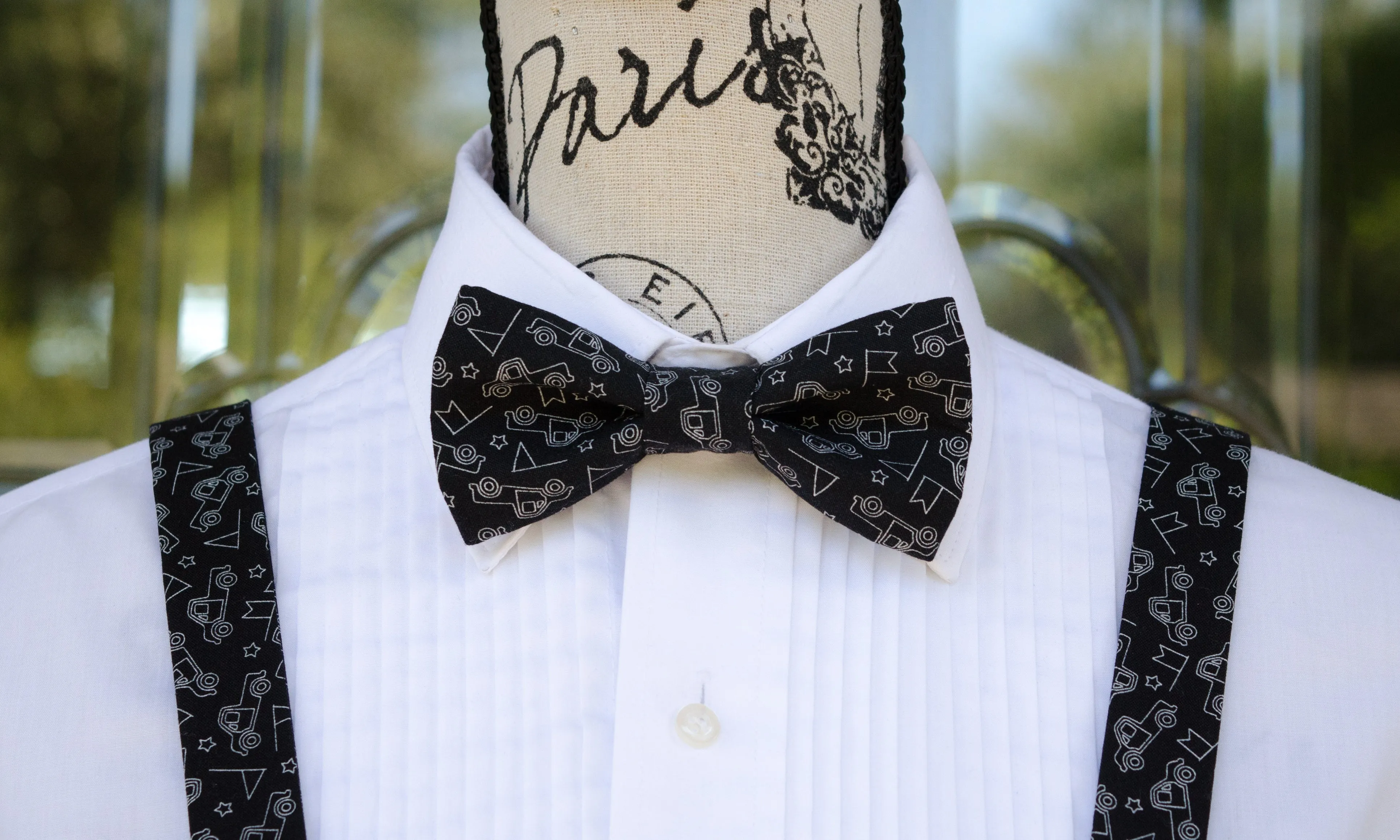 Black Retro Trucks Bow Tie and/or Suspenders