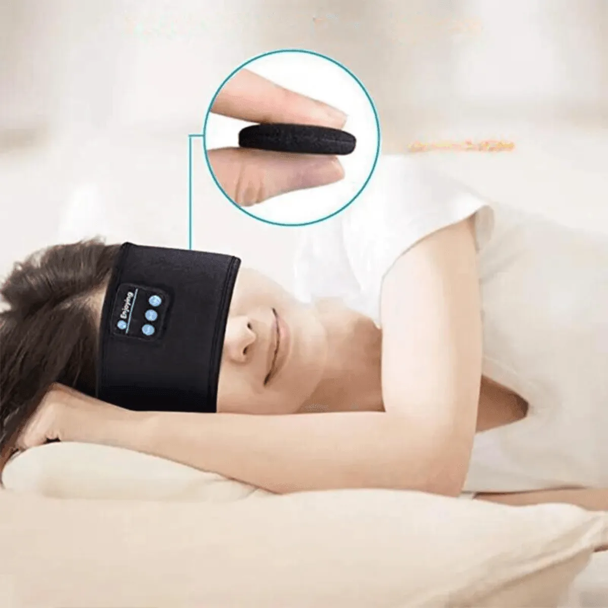 Bluetooth Headband Earphones, Wireless 5.0, Active Noise-Cancellation, Comfortable for Sports & Sleep, Volume Control, USB Charging
