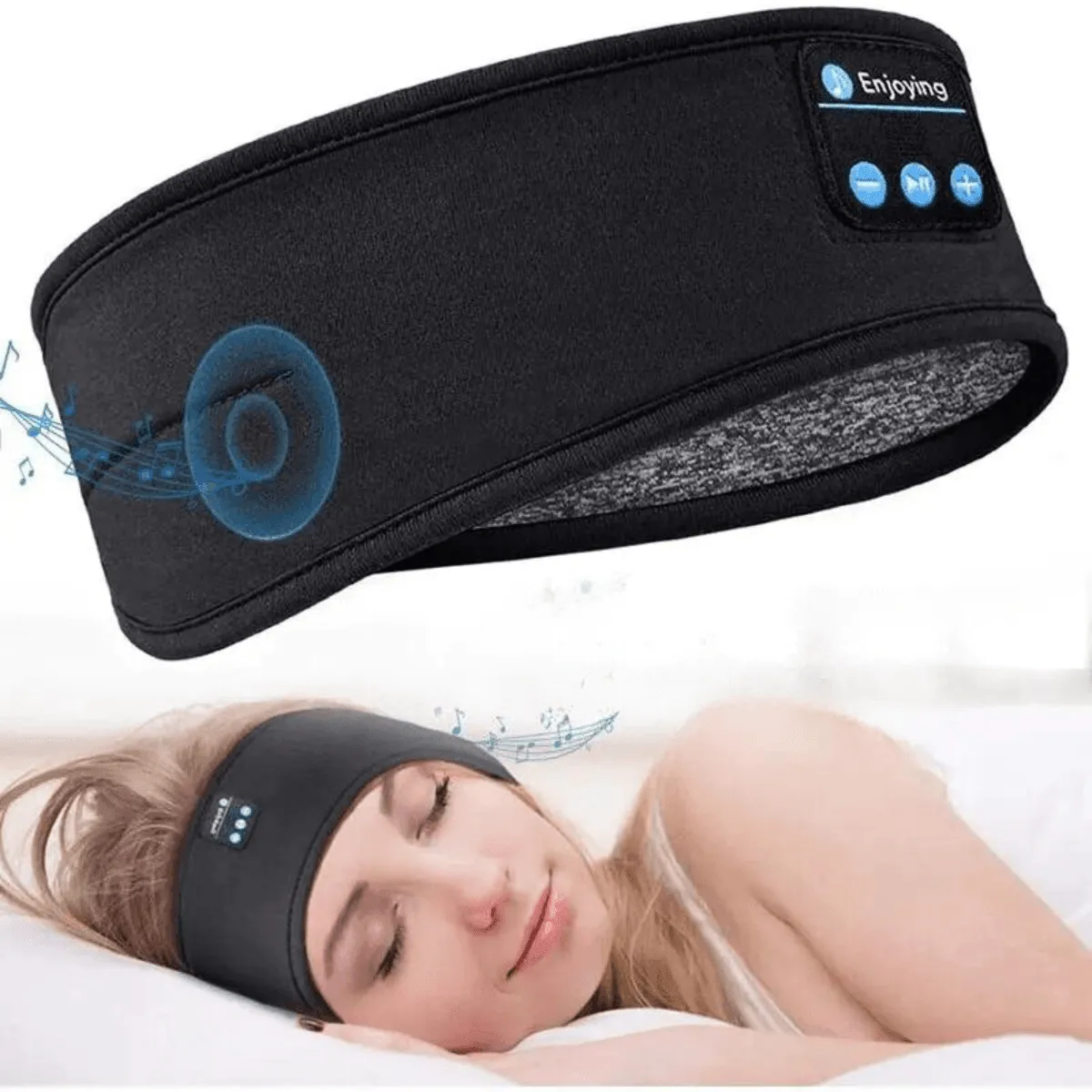 Bluetooth Headband Earphones, Wireless 5.0, Active Noise-Cancellation, Comfortable for Sports & Sleep, Volume Control, USB Charging