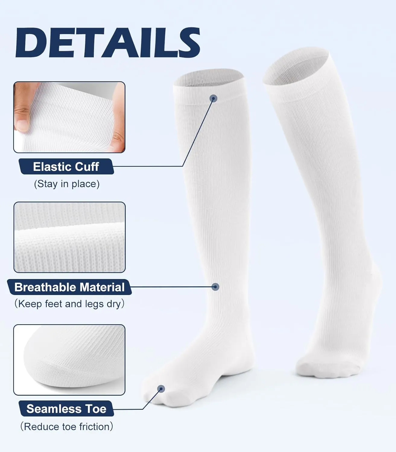 Breslatte Compression Socks for Women Men 15-20 mmHg Circulation Knee High Athletic Support Socks Running Travel Daily