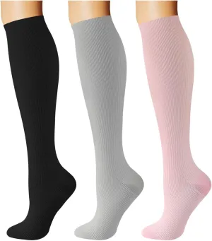Breslatte Compression Socks for Women Men 15-20 mmHg Circulation Knee High Athletic Support Socks Running Travel Daily