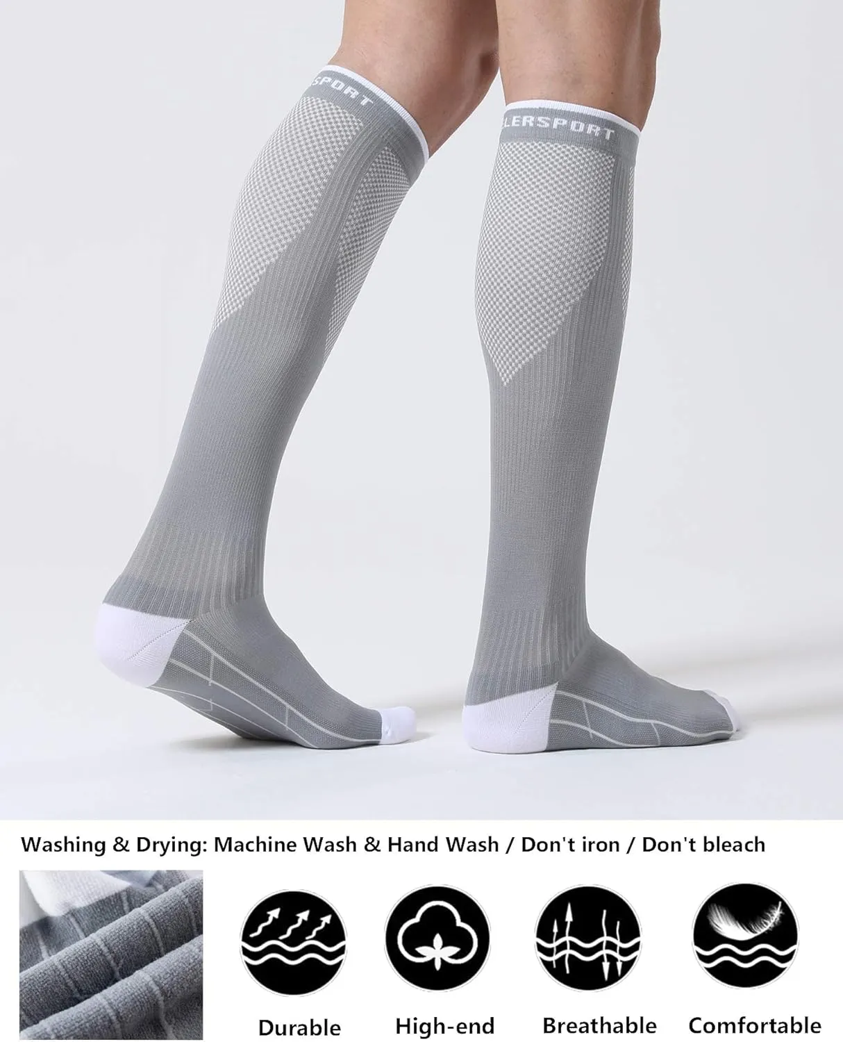 CelerSport 3 Pairs Compression Socks for Men and Women 20-30 mmHg Running Support Socks