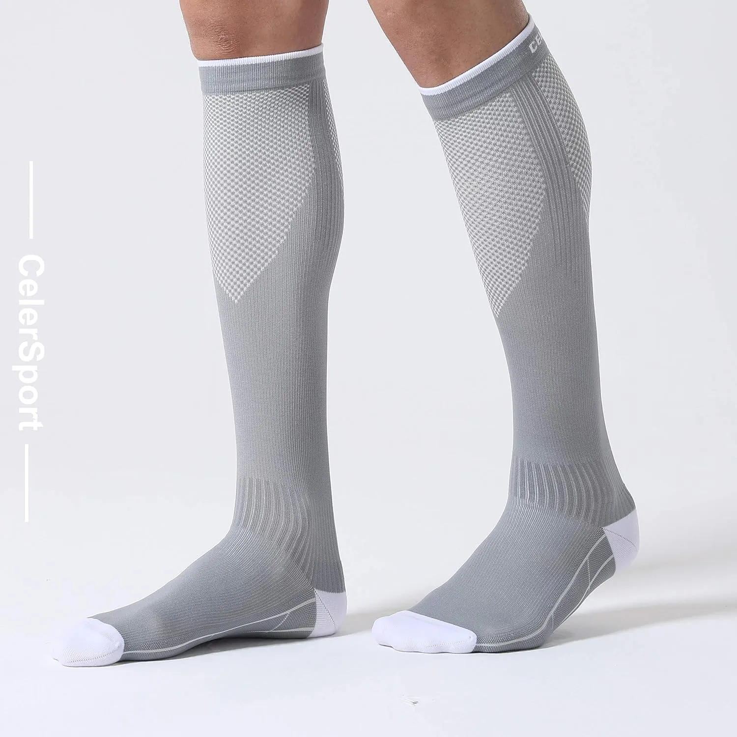 CelerSport 3 Pairs Compression Socks for Men and Women 20-30 mmHg Running Support Socks