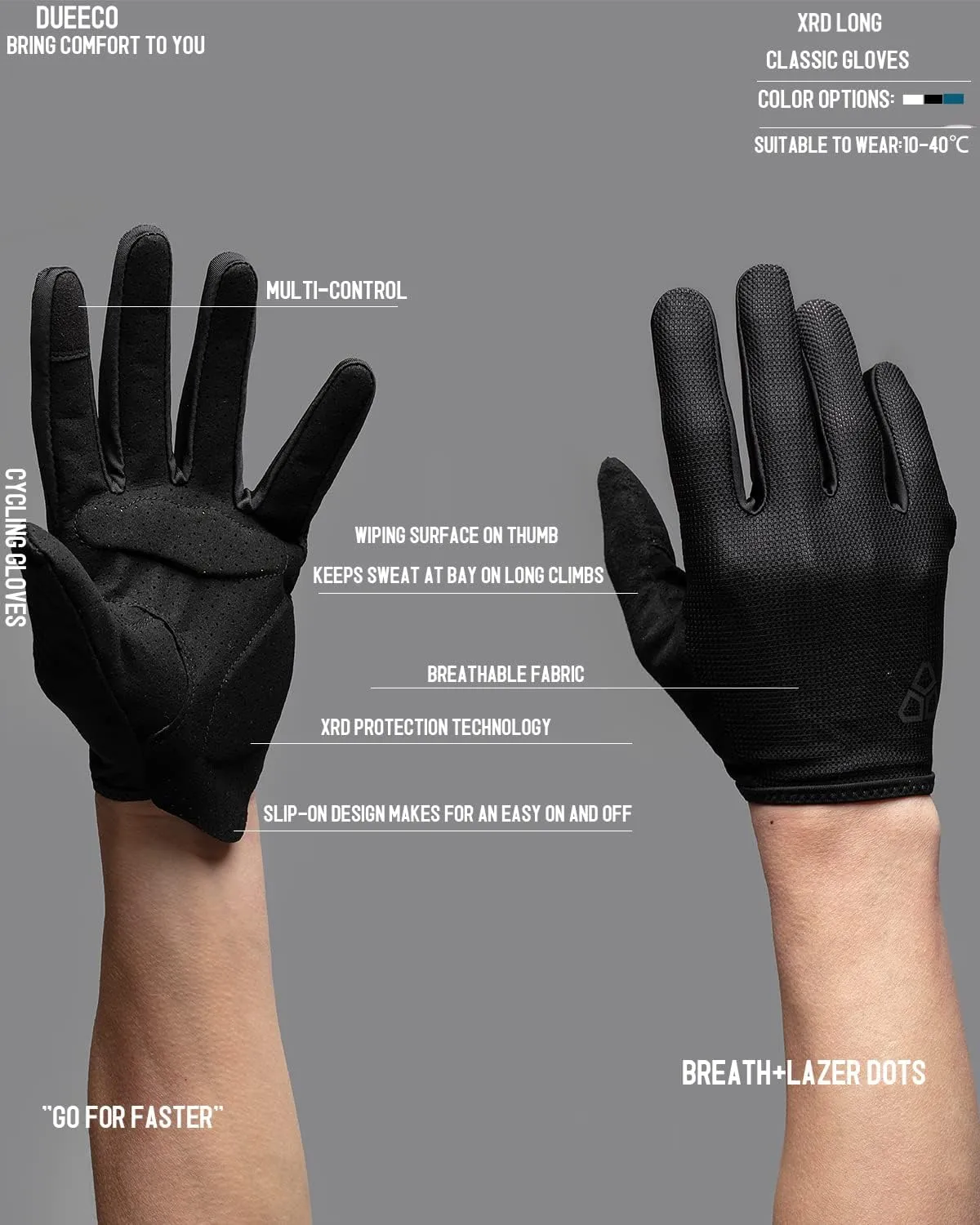 Cycling Gloves - Men & Women's Bike Gloves with 3MM XRD Palm Padding, Touch Screen Compatible for Mountain & Road Biking