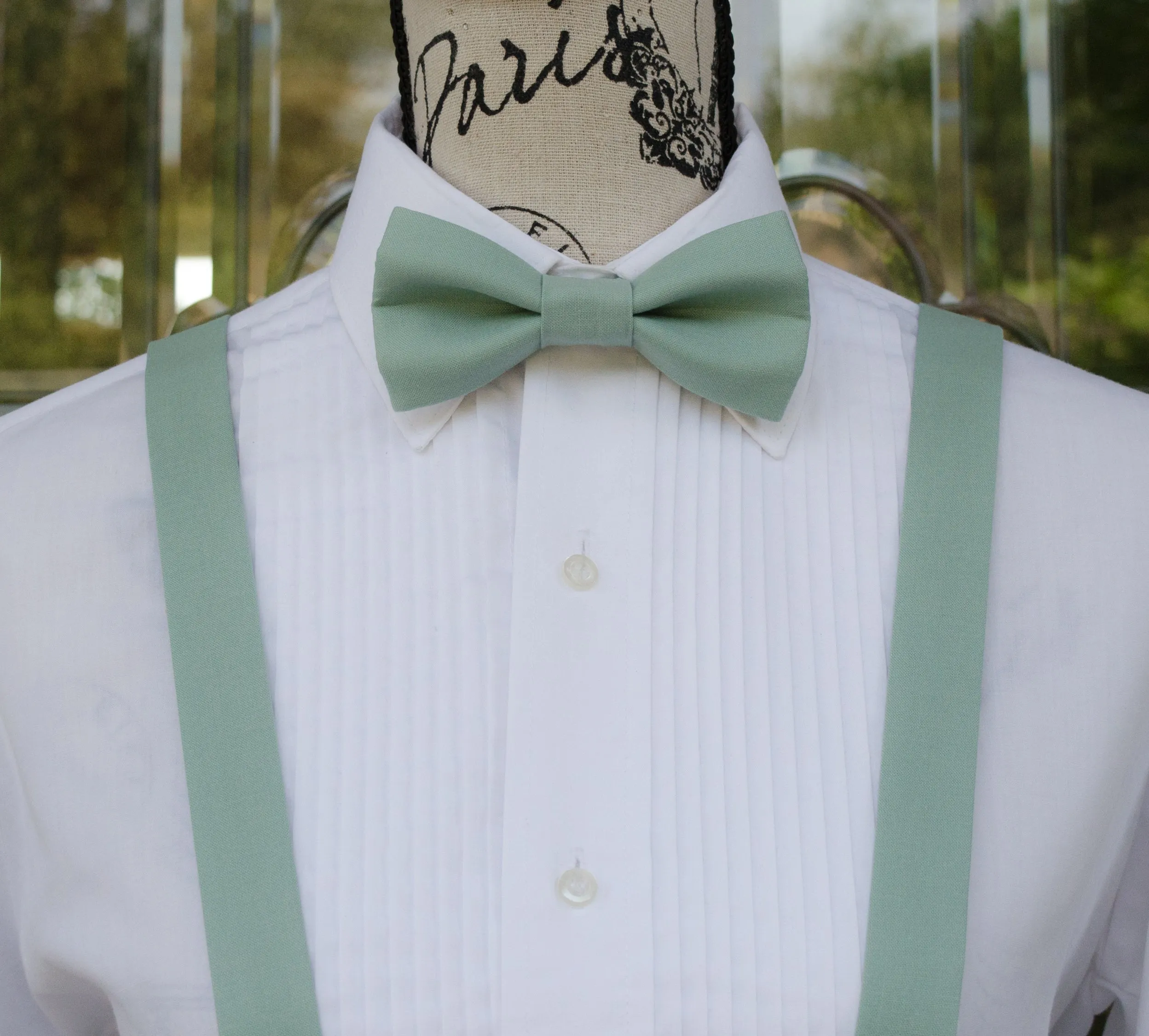 Dusty Jade Bow Tie and/or Suspenders (38)