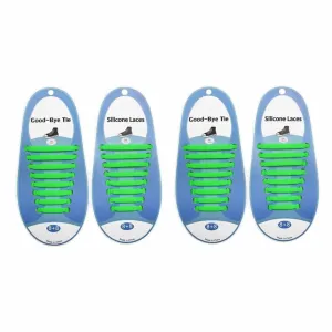 elastic lazy no-tie silicone speed laces - Green (Adults)(x2 Combo)