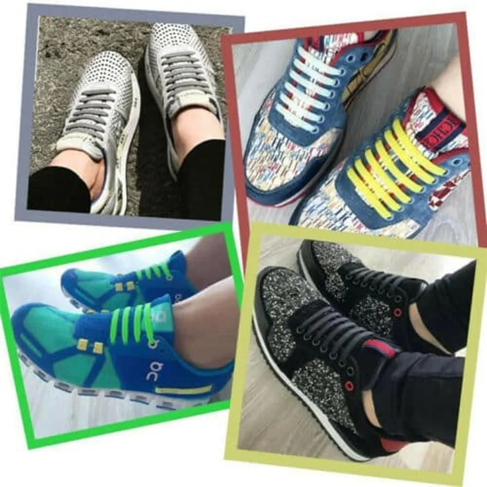 elastic lazy no-tie silicone speed laces - Green (Adults)(x2 Combo)