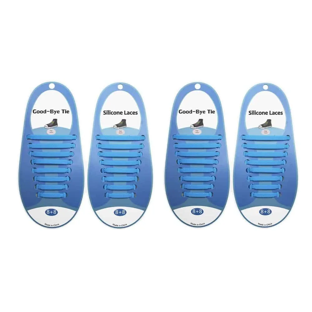 elastic lazy no-tie silicone speed laces - Light Blue (Adults)(x2 Combo)