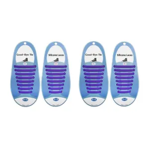 elastic lazy no-tie silicone speed laces - Purple (Adults)(x2 Combo)