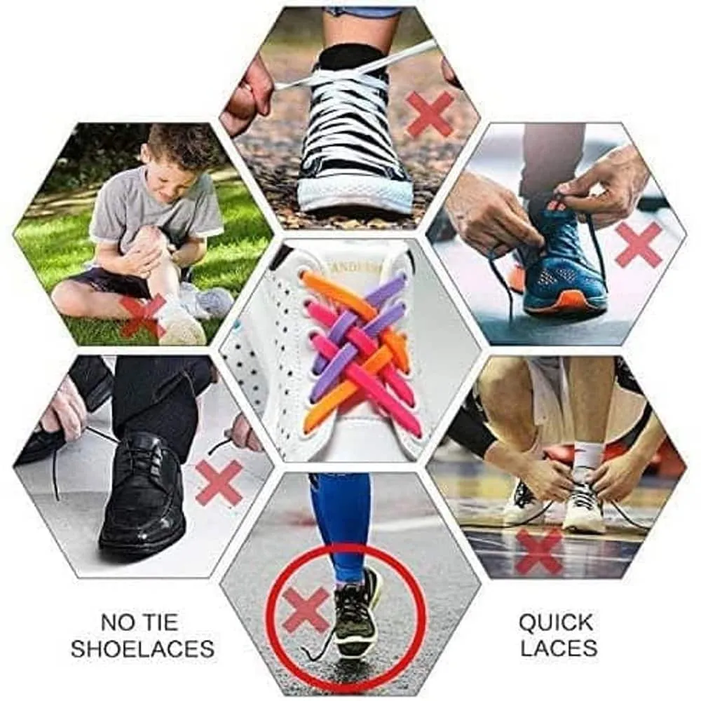 elastic lazy no-tie silicone speed laces - Red (Adults)