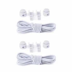 elastic lazy no-tie silicone speed laces - White x2 Combo