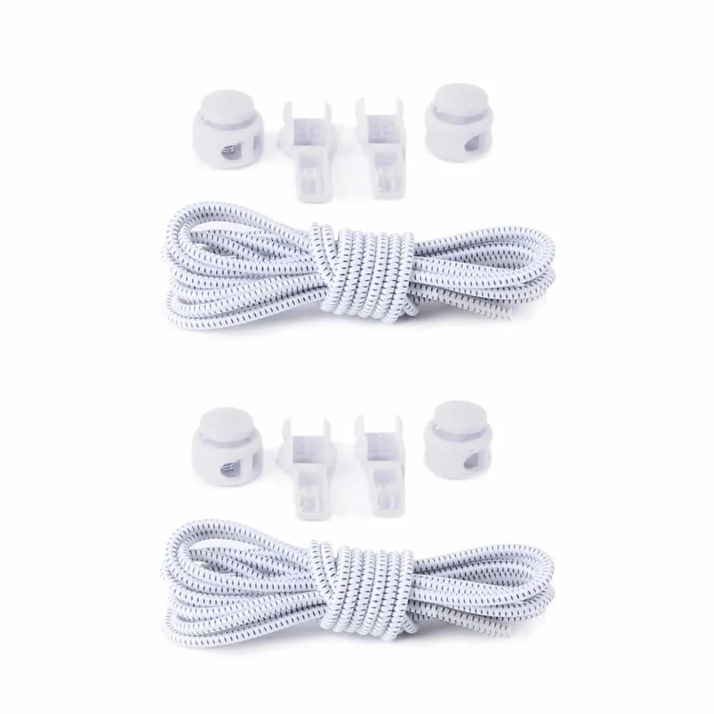 elastic lazy no-tie silicone speed laces - White x2 Combo