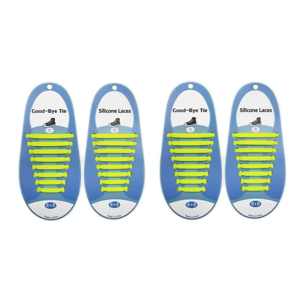elastic lazy no-tie silicone speed laces - Yellow (Adults)(x2 Combo)