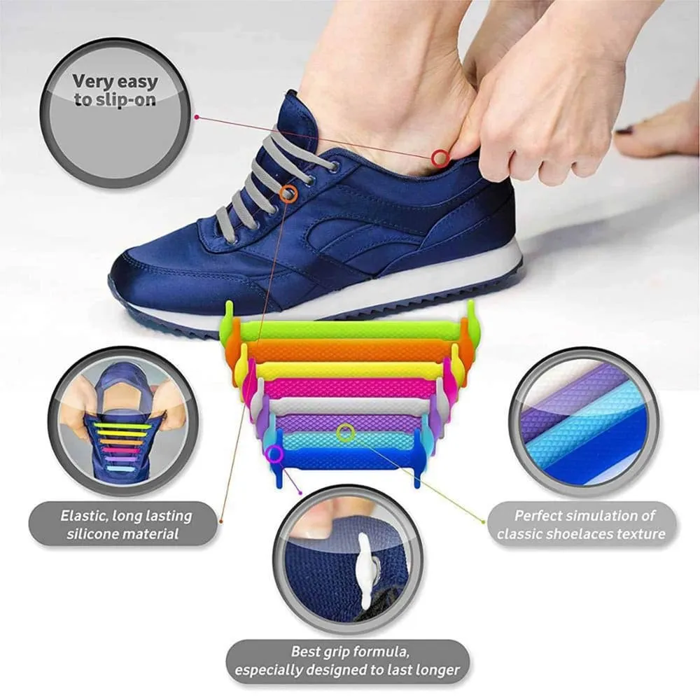 elastic lazy no-tie silicone speed laces - Yellow (Adults)(x2 Combo)