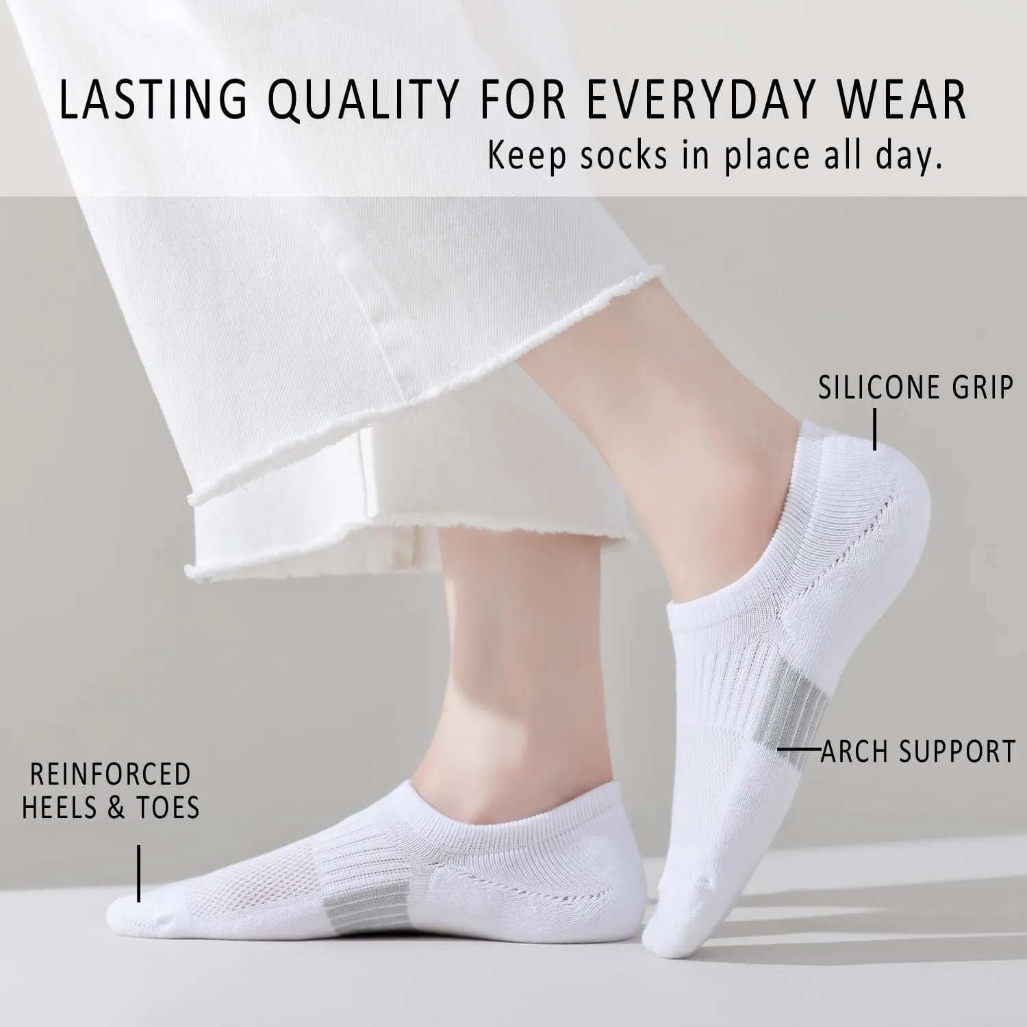 EPEIUS Thick No Show Socks for Women Athletic Ankle Socks Cushioned Running Low Cut Non Slip Footies 3/6 Pairs