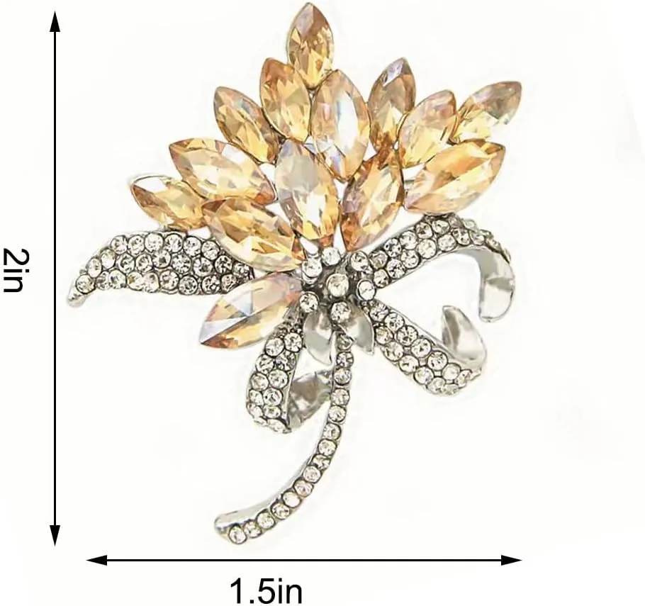 Floral Brooches & Pins - Elegant Crystals Rhinestone Women's Corsage Pin for Wedding Bouquet