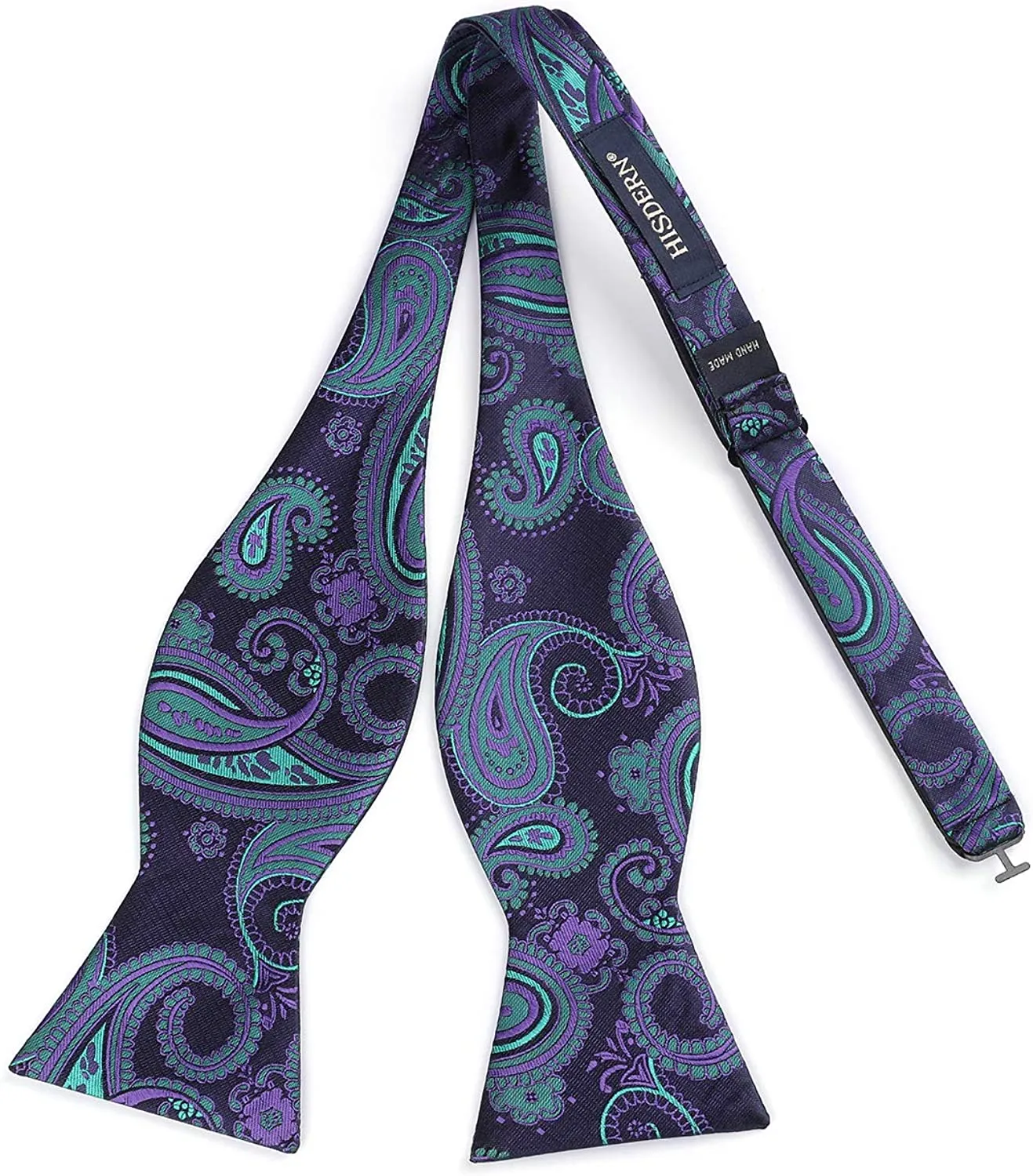 Floral Paisley Suspender Bow Tie Handkerchief - 9-BLUE/PURPLE/GREEN
