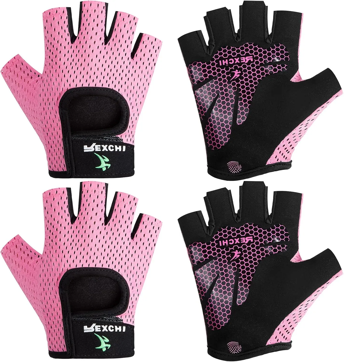 Geyoga 2 Pairs Workout Gloves Adjustable Weight Lifting Gym Exercise Training Breathable Workout Gloves with Full Palm Protection for Men and Women Fitness, Biking, Pull up, Cycling