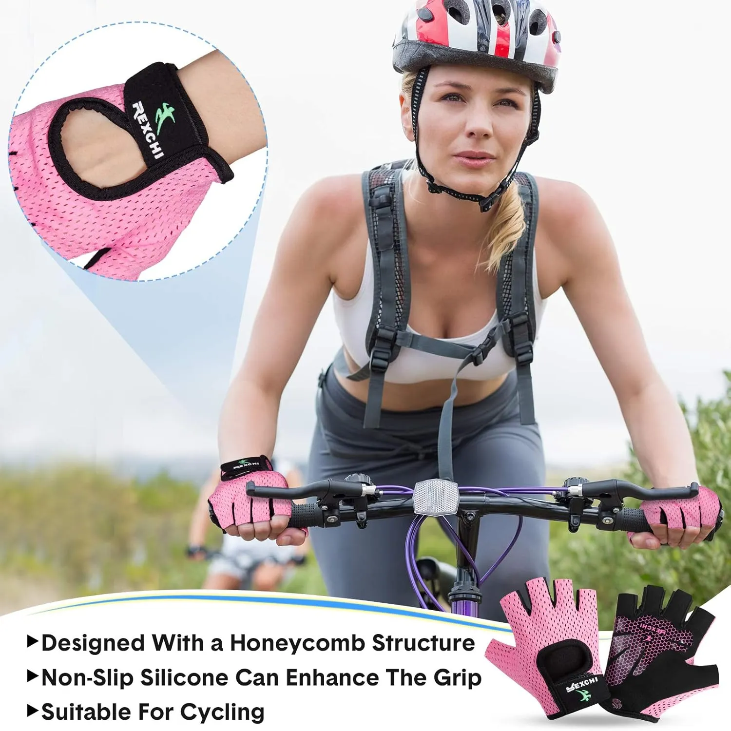 Geyoga 2 Pairs Workout Gloves Adjustable Weight Lifting Gym Exercise Training Breathable Workout Gloves with Full Palm Protection for Men and Women Fitness, Biking, Pull up, Cycling