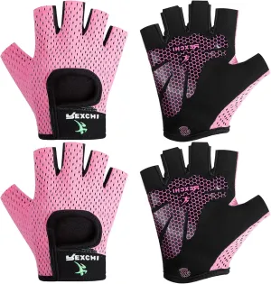 Geyoga 2 Pairs Workout Gloves Adjustable Weight Lifting Gym Exercise Training Breathable Workout Gloves with Full Palm Protection for Men and Women Fitness, Biking, Pull up, Cycling