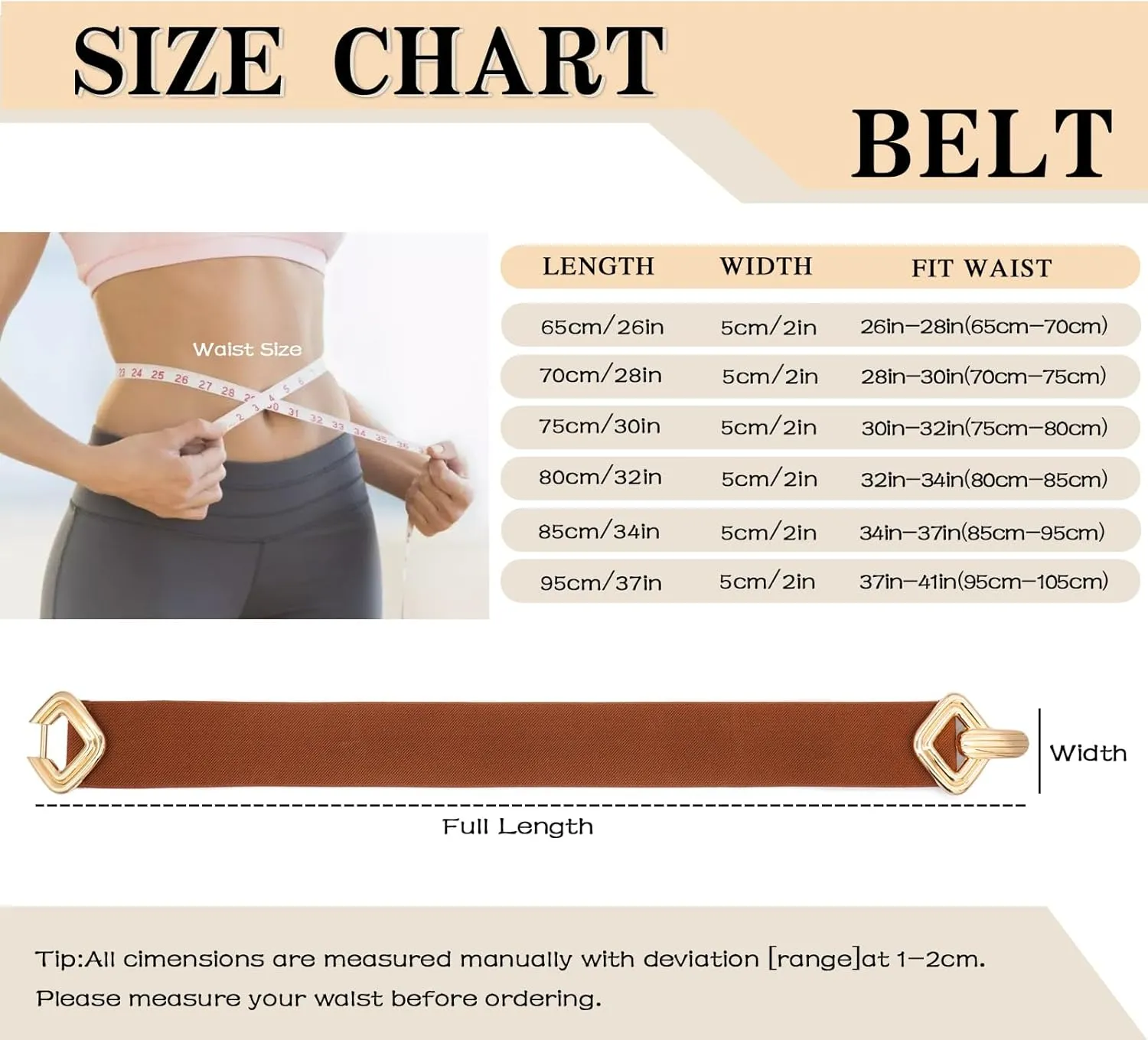 Initlove Women Wide Stretchy Waistband Gold Buckle Elastic Waist Belt for Dresses
