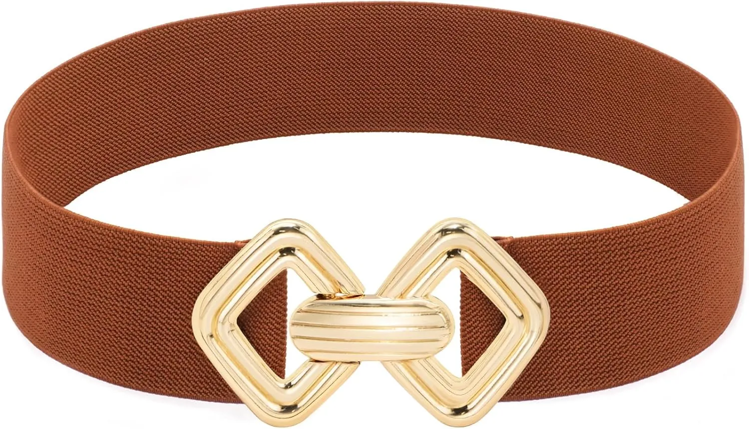 Initlove Women Wide Stretchy Waistband Gold Buckle Elastic Waist Belt for Dresses