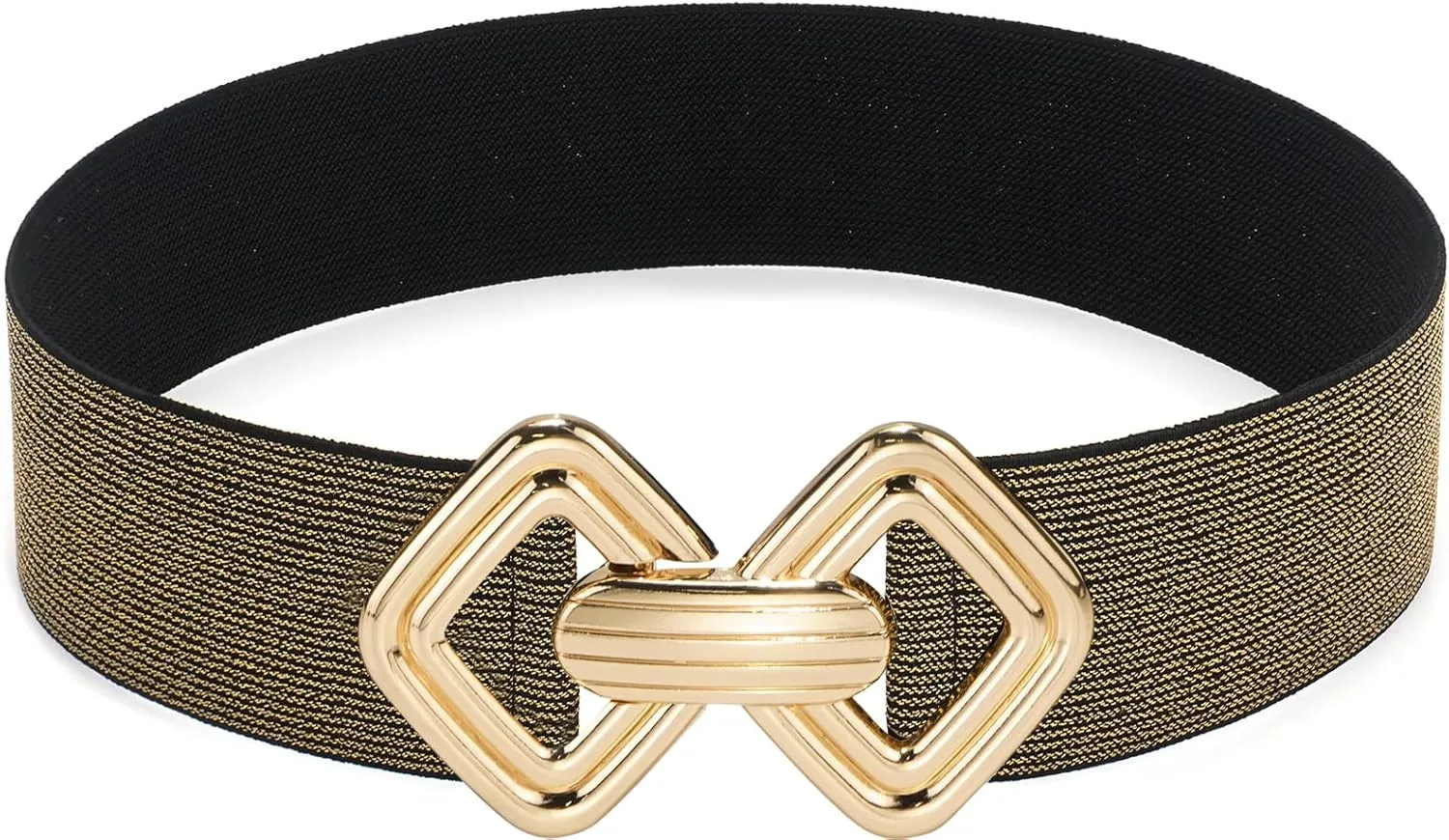 Initlove Women Wide Stretchy Waistband Gold Buckle Elastic Waist Belt for Dresses