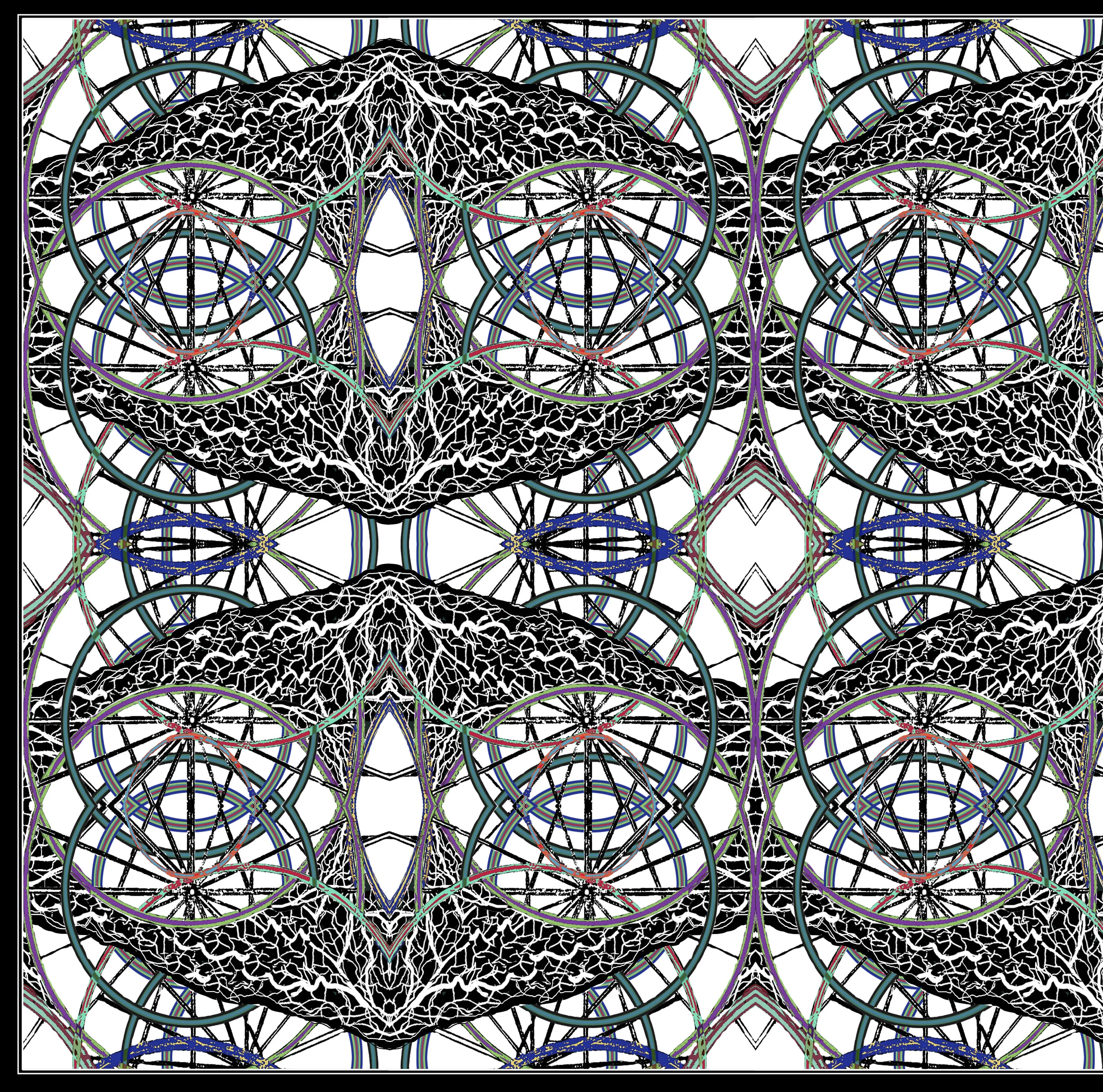 'Juggling Wheels' 100% Silk Twill, Long Rectangular Scarf