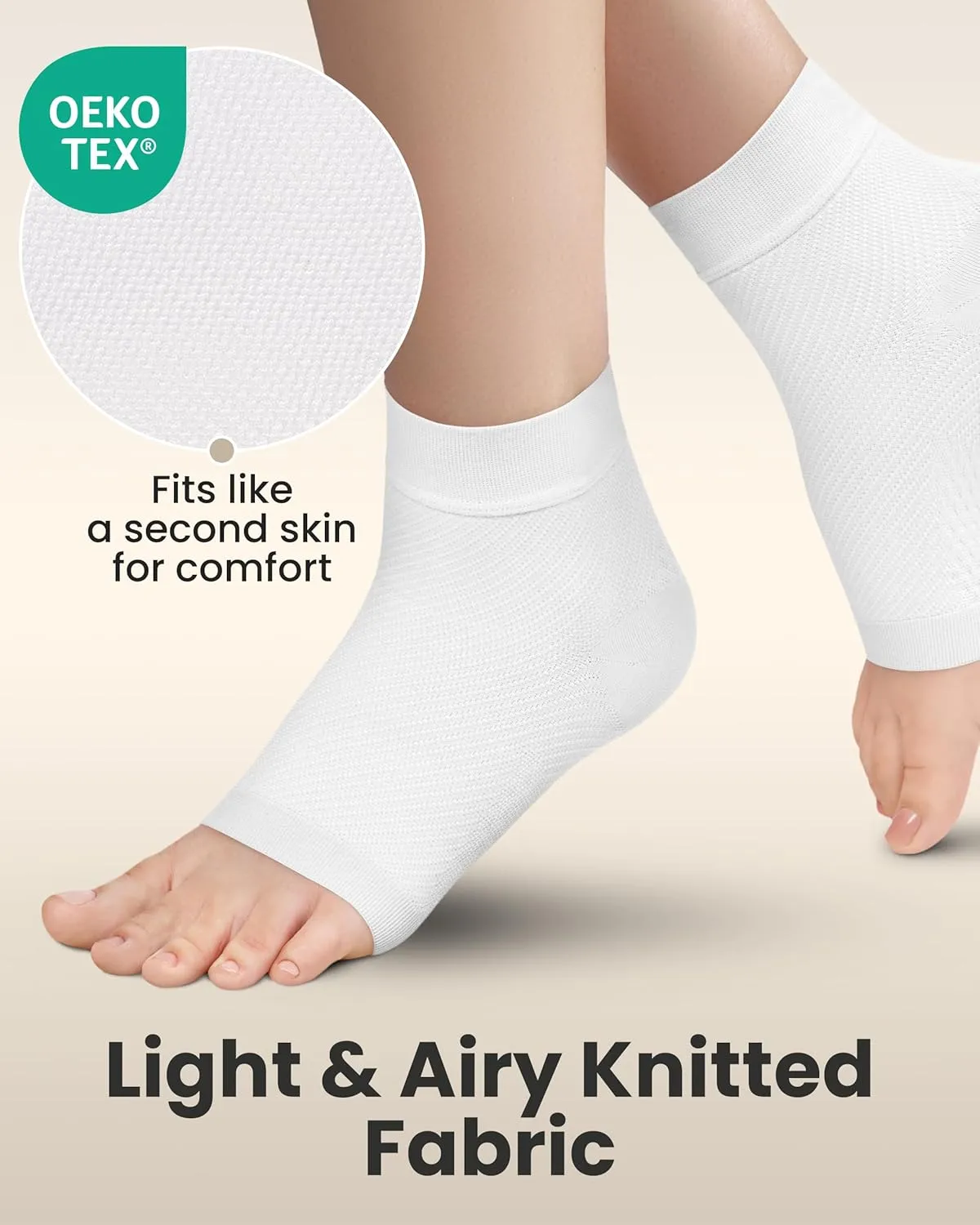 KEMFORD Ankle Compression Sleeve - Plantar Fasciitis Braces - Open Toe Compression Socks for Swelling, Sprain, Neuropathy, Foot Arch Support for Men and Women