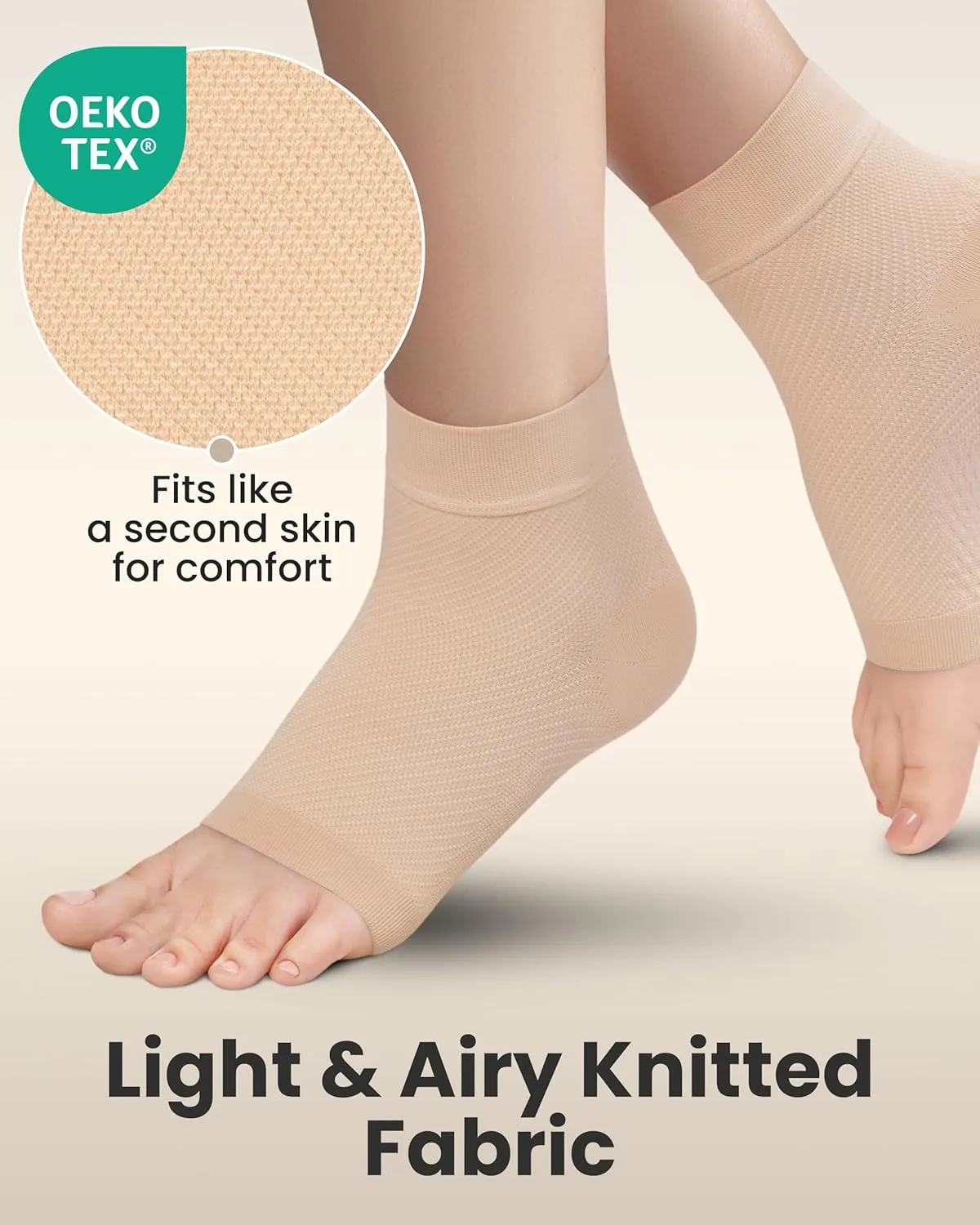 KEMFORD Ankle Compression Sleeve - Plantar Fasciitis Braces - Open Toe Compression Socks for Swelling, Sprain, Neuropathy, Foot Arch Support for Men and Women