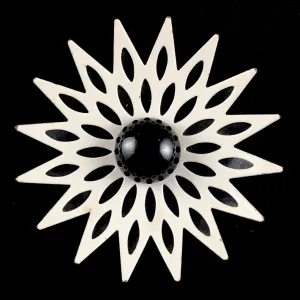 Late 60s/ Early 70s Black & White Enamel Flower Brooch