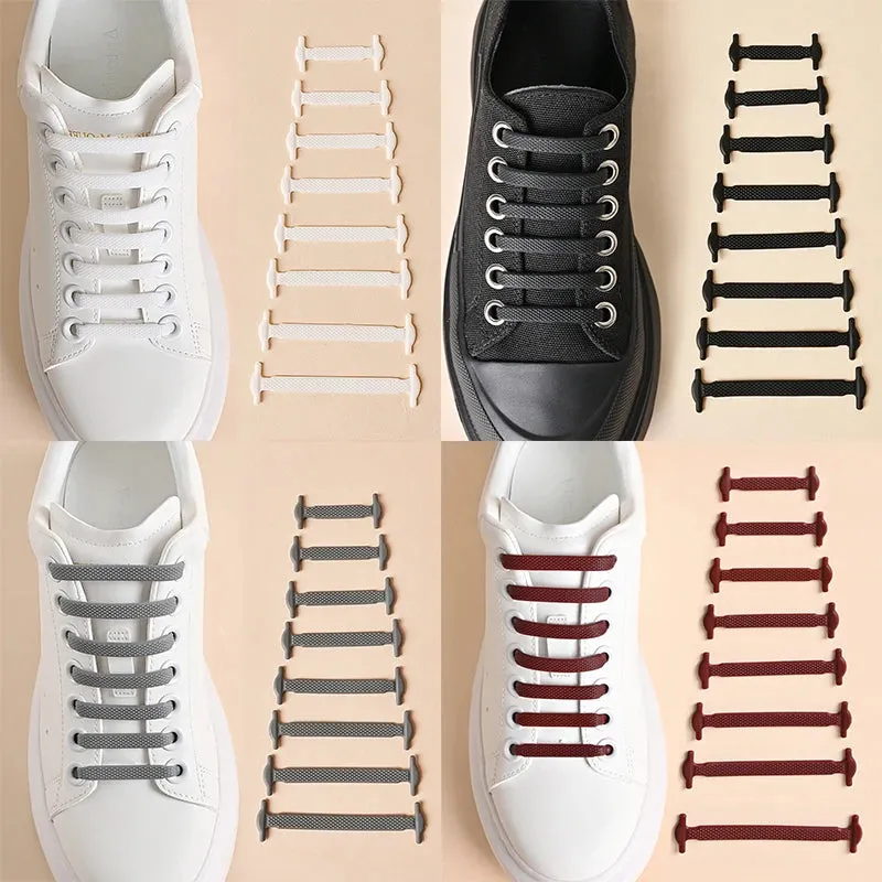 No-Tie Silicone Shoelaces – Elastic Waterproof Laces in 8 Sizes & 12 Colors for Easy Slip-On Shoes