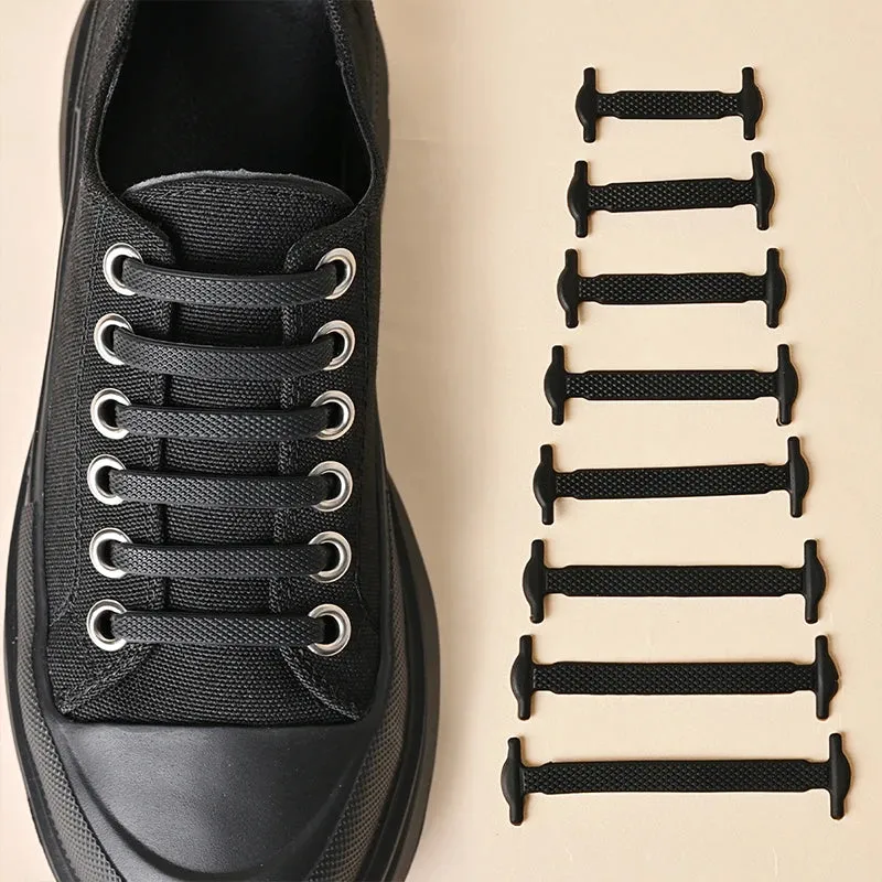 No-Tie Silicone Shoelaces – Elastic Waterproof Laces in 8 Sizes & 12 Colors for Easy Slip-On Shoes
