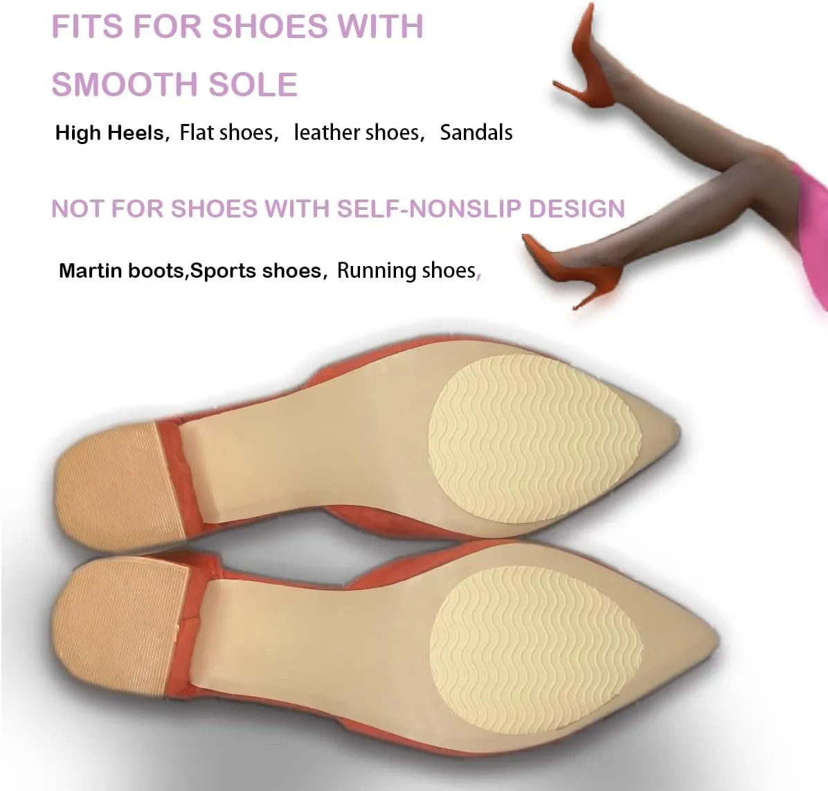 Non-Slip Shoes Pads Sole Protectors Adhesive, High Heels Anti-Slip Shoe Grips (Beige 3pairs)