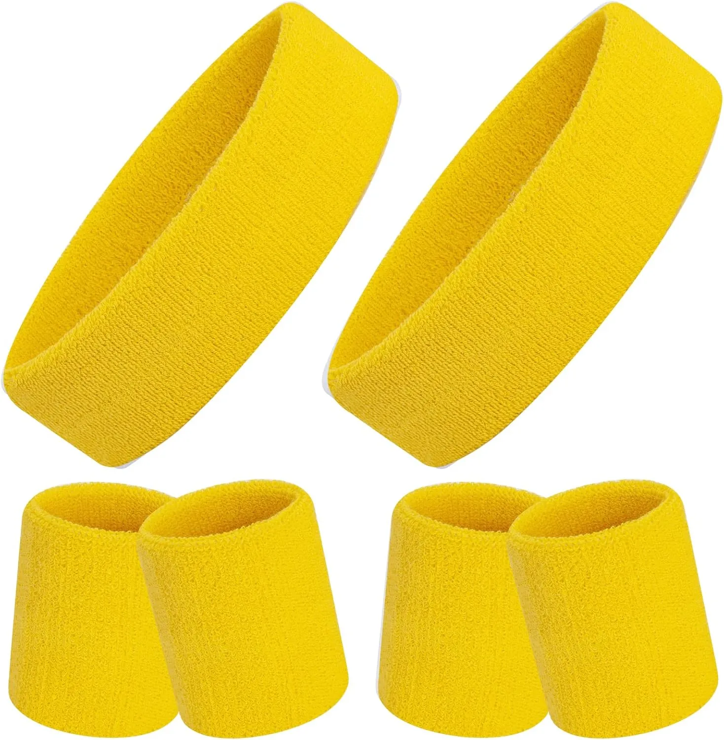 ONUPGO 6 Pieces Sweatbands Set - Including 2pcs Sports Headband and 4pcs Wristband Sports Band for Gym Workout & Yoga, Football Baseball Basketball Soccer Boxing & Tennis