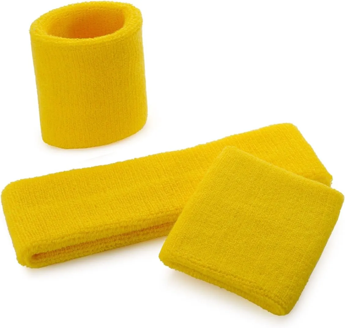 ONUPGO 6 Pieces Sweatbands Set - Including 2pcs Sports Headband and 4pcs Wristband Sports Band for Gym Workout & Yoga, Football Baseball Basketball Soccer Boxing & Tennis