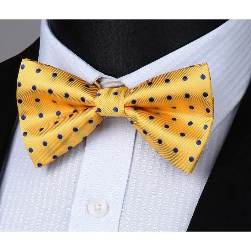 Plaid Suspender Pre-Tied Bow Tie Handkerchief - C3-YELLOW