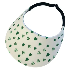 Round Brim - Sketchy Hearts White w Green