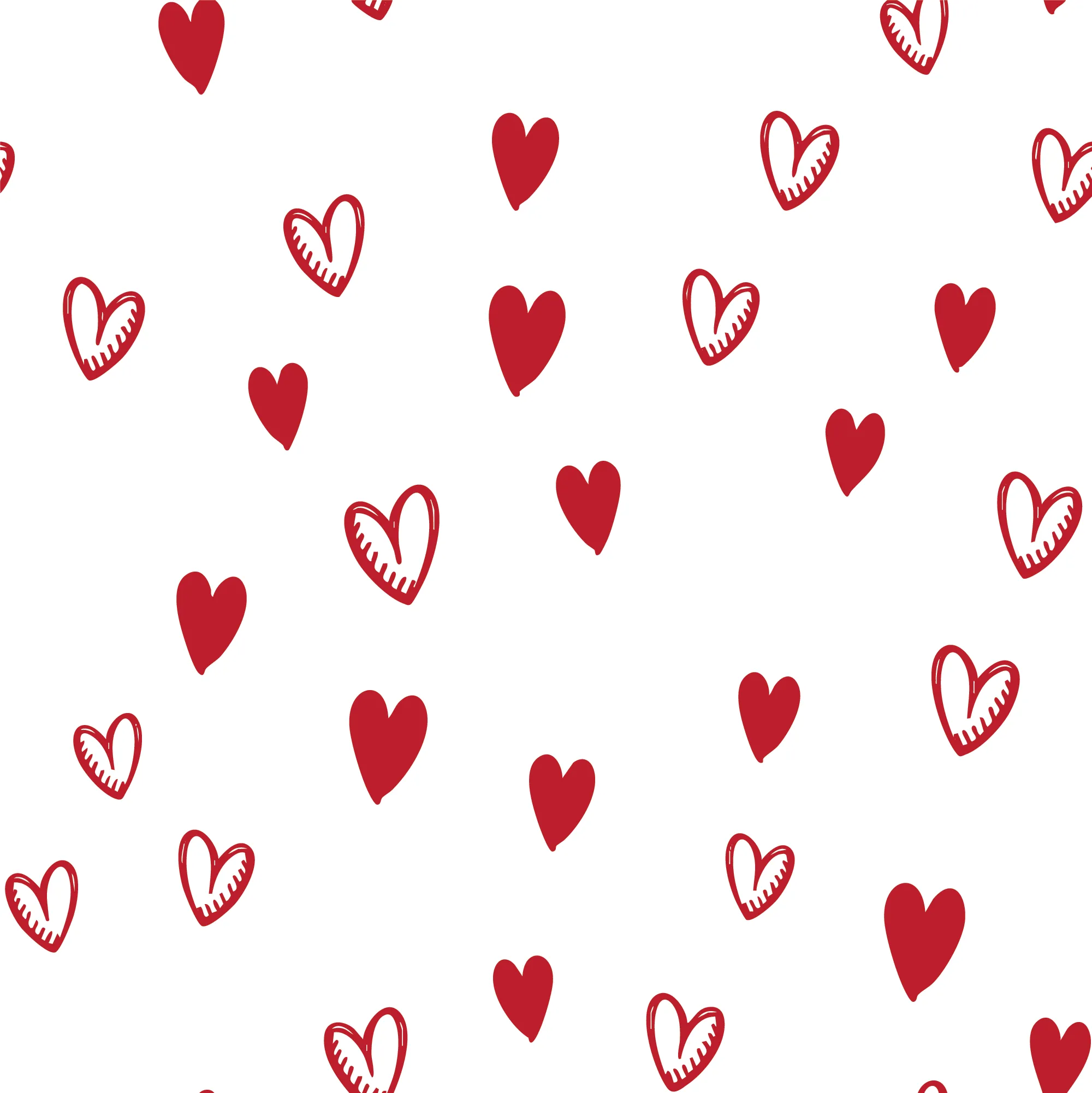 Round Brim - Sketchy Hearts White w/ Red